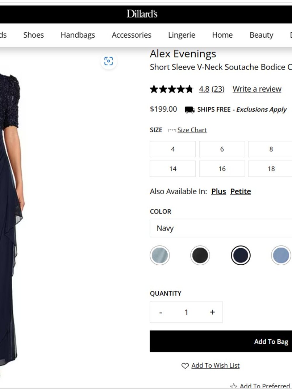 Alex Evening Gown, Size 10, Dark Blue